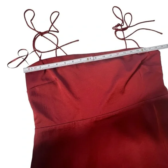 J.Crew Tie-Strap Textured Satin Midi Dress in Deep Red Size 14 - Picture 10 of 15